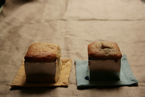 muffins: caramelized banana and marmalade/apricot jam