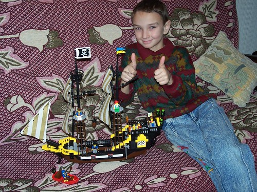 Maxime after we finished putting his Lego ship together