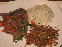 Onion Beef Lentils with Bulgar and Flavorful Rice