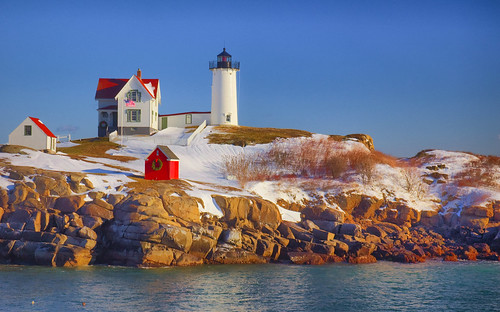 Nubble Light In Snow by brentdanley