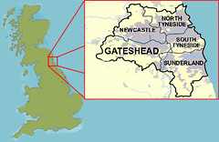 Map showing where Gateshead is in the UK