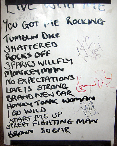 Original Setlist from 1994 Stones Club Gig
