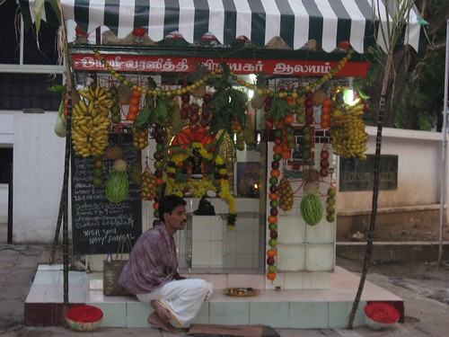 Roadside Pillayar koyil decked up in all kinds of fruits
