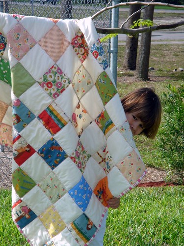 girls american jane quilt, with A.