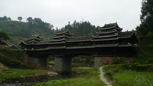 Two Level Covered Bridge - Batuan Village - Guangxi, China