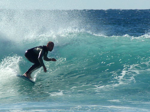 Penfold surfing at Tonel