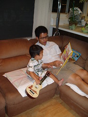 Reading book at party