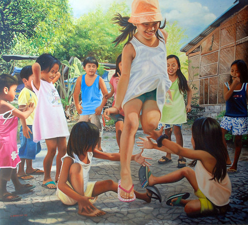 Children playing Luksong Tinik Traditional  Street Market game  girls painting Dante Hipolito   Philippines Pinoy Filipino Pilipino Buhay  people pictures photos life Philippinen  菲律宾  菲律賓  필리핀(공화국)  special espesyal   
