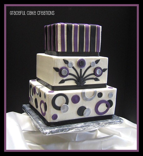 Black Purple and Silver Retro Wedding Cake