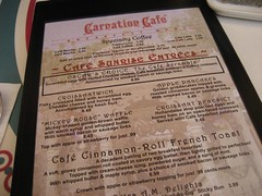 The Carnation Café menu. (09/30/07)