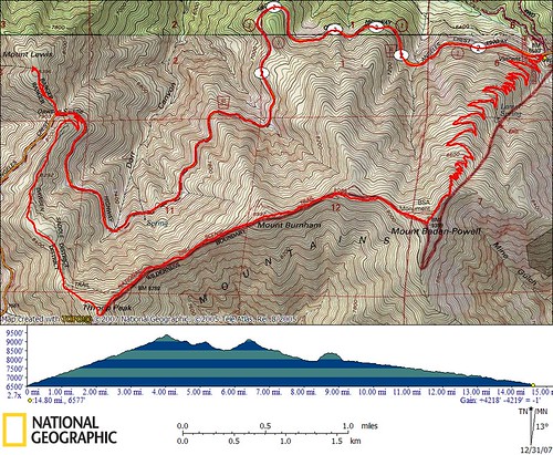 Mount Baden-Powell ridge traverse Topo Map