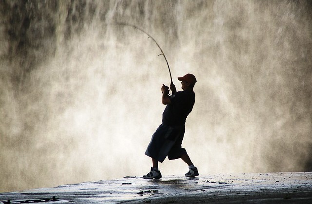 fishing by the falls