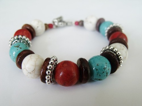 http://www.etsy.com/listing/73889627/turquoise-howlite-and-red-coral-sponge by mSs Distinctive Designs Studio
