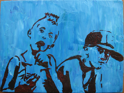 Stencil Portrait - Amy's two sons
