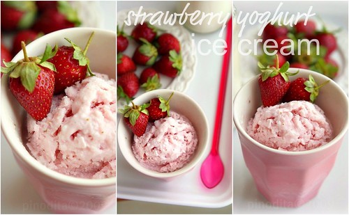 Strawberry Yoghurt Ice Cream Collage