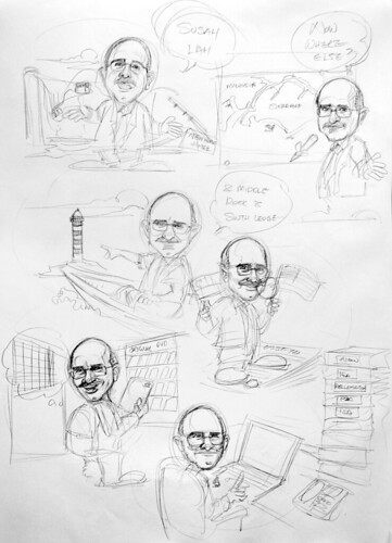 Caricatures Attorney-General Chambers pencil
