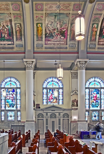 Saints Teresa and Bridget Roman Catholic Church, in Saint Louis, Missouri, USA - side of nave