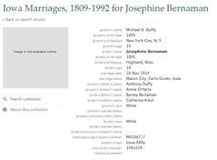Marriage Index Record, Duffy - Bernemann, Iowa 1914