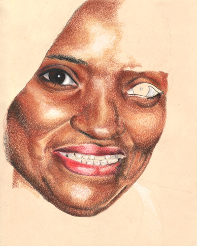 In progress scan of a colored pencil portrait