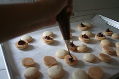Applying Nutella filling with piping bag