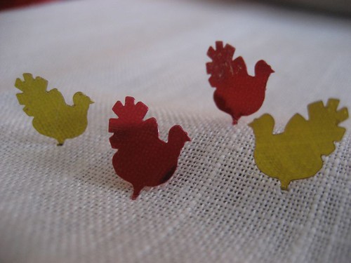 Turkey Confetti in the Tablecloth