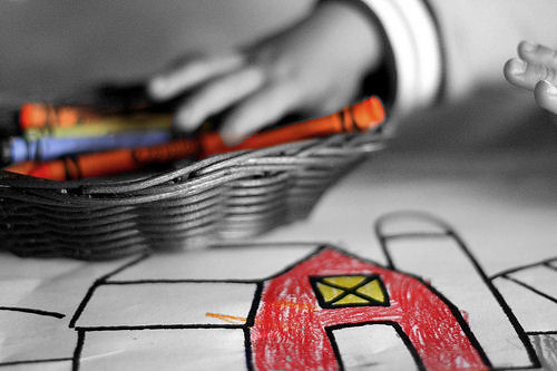 a child's art (selective color) by my friend Gayle