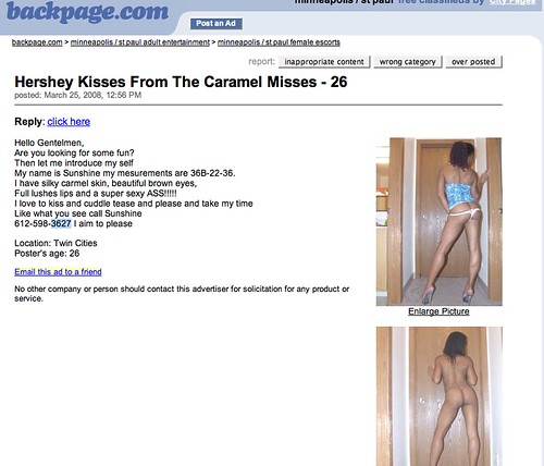 Hershey Kisses on Backpage