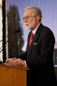 Douglas L. Wilson delivers the key note speech at the President Lincoln's Cottage Grand Opening Ceremony.