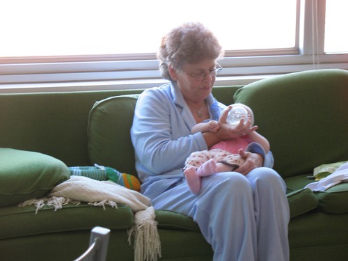 Grandma Sandy feeds Fay