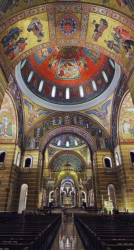Cathedral Basilica of Saint Louis, in Saint Louis, Missouri, USA - tall view of nave
