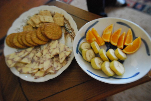 Cheese, crackers, fruit