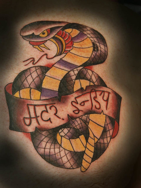 Cobra Tattoo. By Dan Kubin at Nowhere Fast Tattoo. 1212 Woods Chapel rd.
