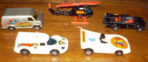 Super Corgi Juniors cars featuring Joker, Penguin, Supervan, Batcopter and the Batmobile