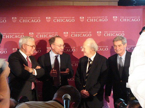 Prof. Roger Myerson at University of Chicago Press Conference for his 2007 Nobel Prize in Economics