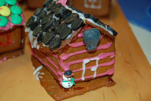 The striped gingerbread house