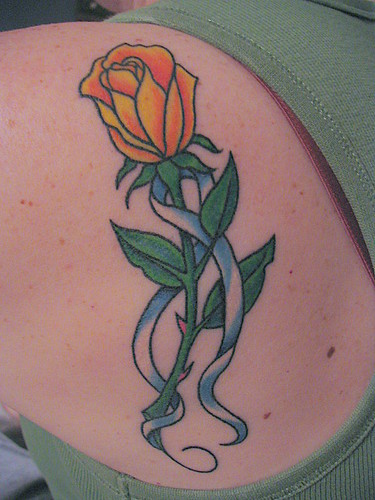 Amazing Rose Flower Tattoo Upper Back