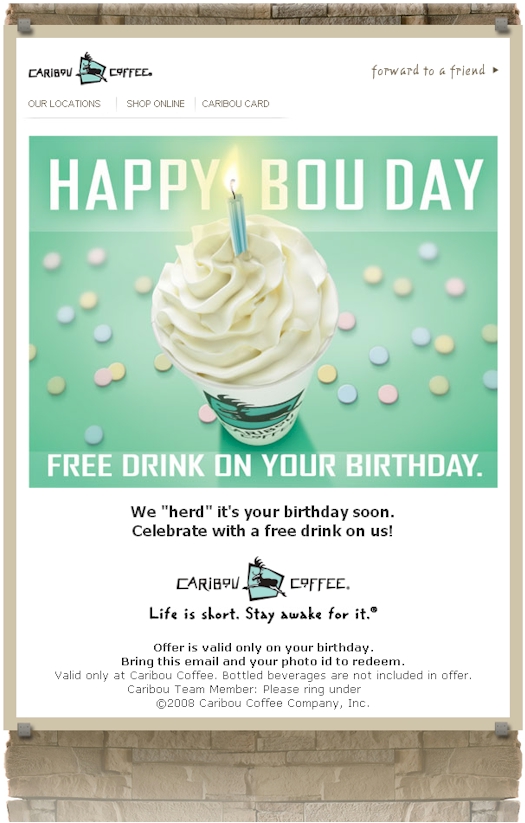 Caribou Happy Birthday Email - 05/14/09