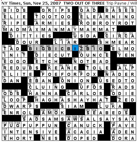 Rex Parker Does the NYT Crossword Puzzle: SUNDAY Nov 25 2007 Trip