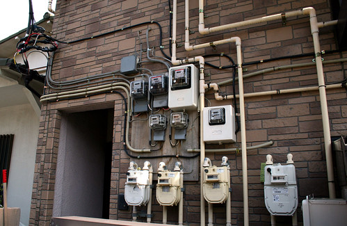 electric & gas meters, pipes, cords