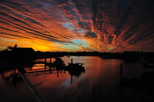 フリー画像|人工風景|ドック/船渠|夕日/夕焼け/夕暮れ|空の風景|雲の風景|オーストラリア風景|フリー素材|