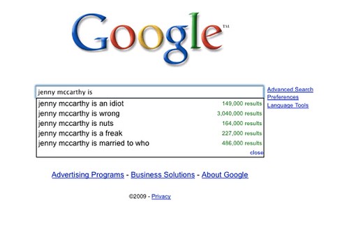 Google suggests that Jenny McCarthy is...