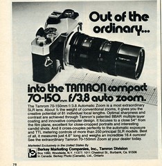 Tamron 70-150mm f/3.8 Auto Zoom lens 1976