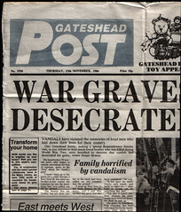 Gateshead Post story on desecrated war graves
