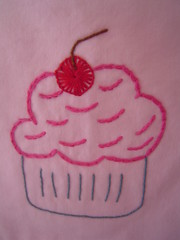 Cupcake embroidery detail