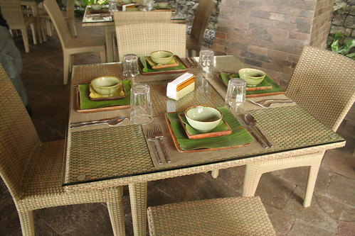 Furniture at the restaurant at Bamboo Beach