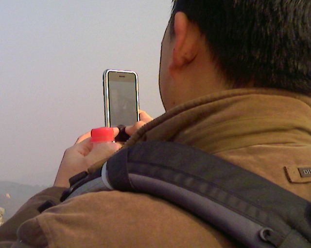 An iPhone on the Great Wall of China