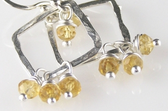 Faceted Citrine & Fine Silver Earrings