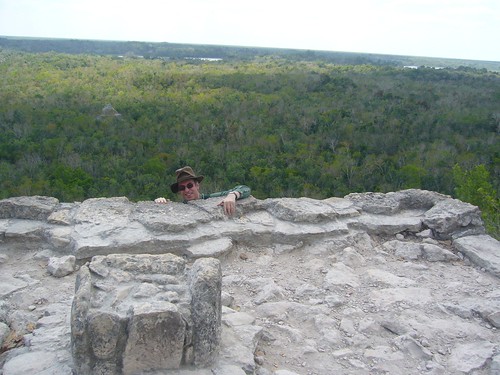 Me reaching the top of the pyramid at Coba