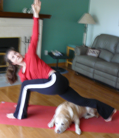 Helping Laura do Yoga