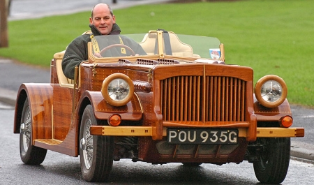 Mike Morris in his woody car